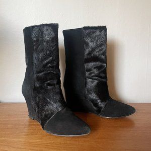 Isabel Marant Black Pony Hair Suede Boots
